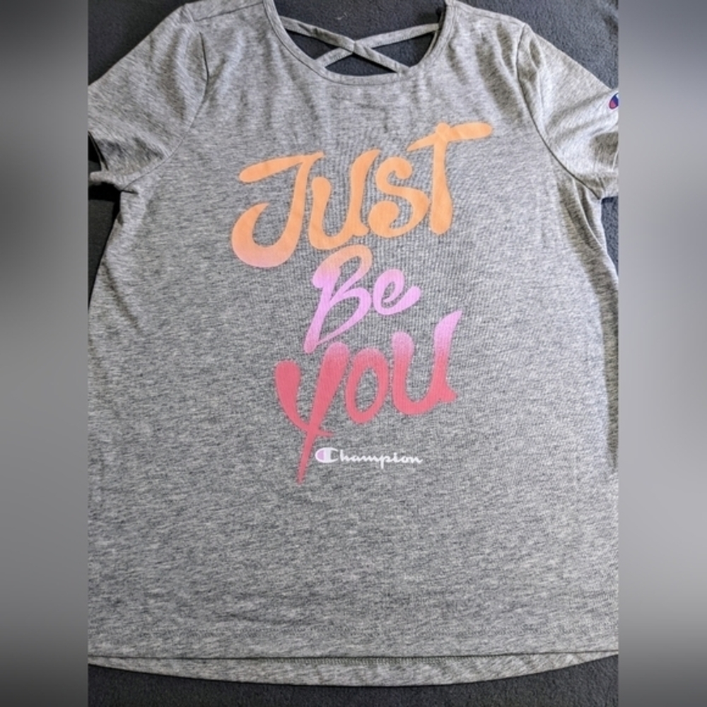 NEW Girls Champion Just Be You short sleeve gray T-shirt size 14-16 XL
